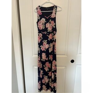 Floral Maxi Dress in Navy and Pink